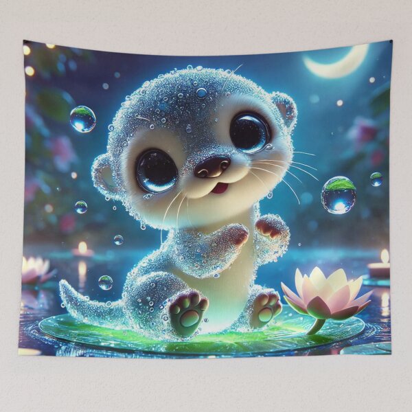 Item preview, Playful Water Otter Under Moonlight designed and sold by TeslaSt0re.