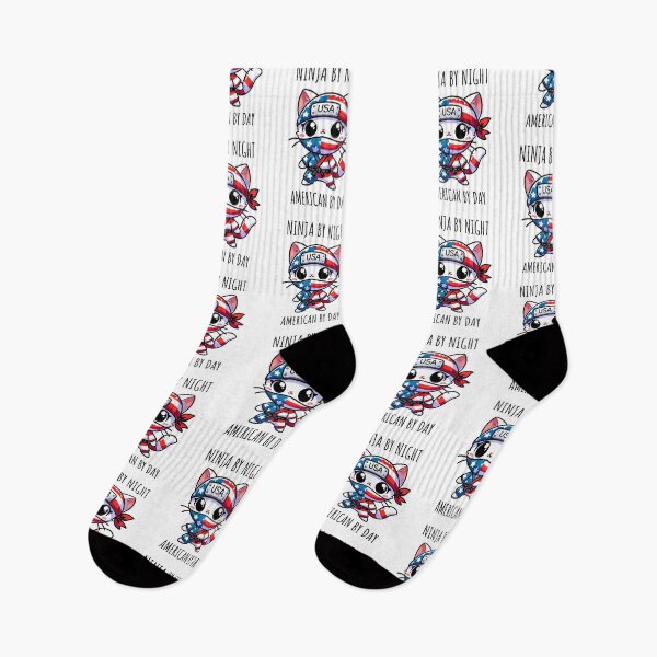 Item preview, Patriotic USA Ninja Cat – Cute American Flag Kitten designed and sold by CALIMASHIRTS.