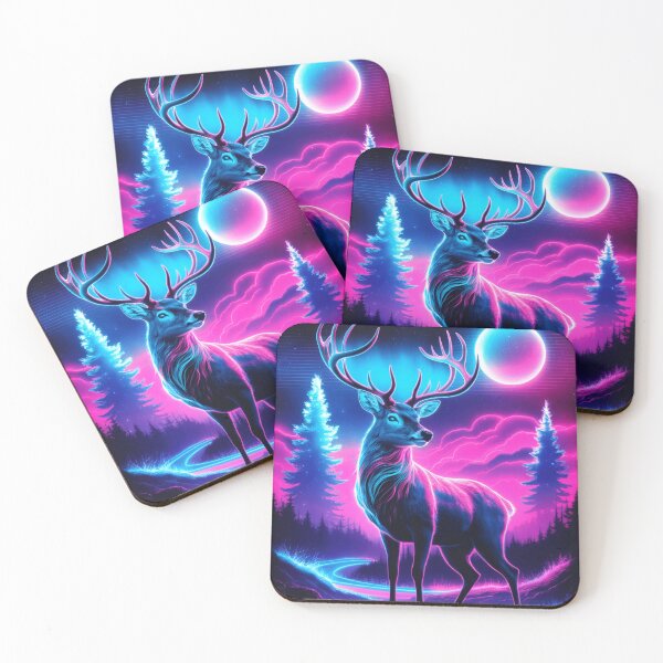 Item preview, Retro Neon Deer Starlit Night designed and sold by Exodoi.