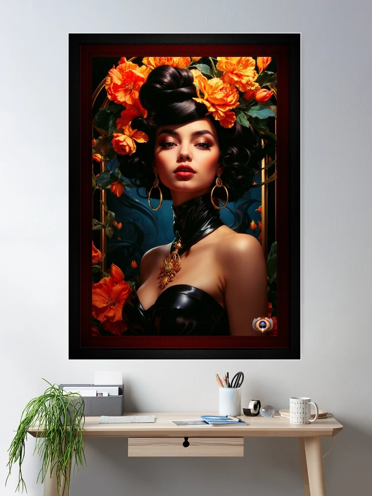 She Has Your Attention Now Pop Surrealism Portraiture Captivating AI Concept Art by Xzendor7 Wall Decor Poster Art Print
