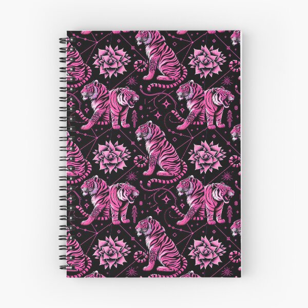 Item preview, Floral Black and Pink Tiger Star Pattern designed and sold by kathrynchill.
