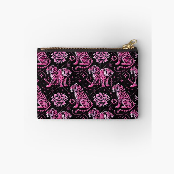 Item preview, Floral Black and Pink Tiger Star Pattern designed and sold by kathrynchill.