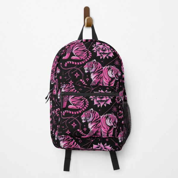 Item preview, Floral Black and Pink Tiger Star Pattern designed and sold by kathrynchill.