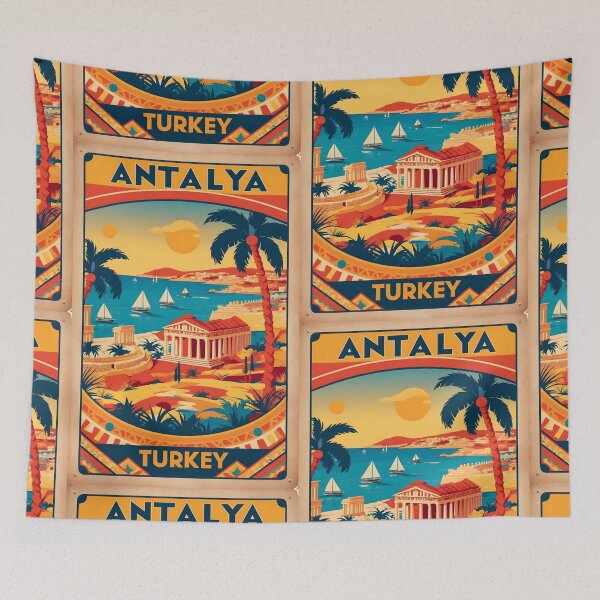 Aperçu de l'œuvre Antalya Turquie Tourisme Voyage Vintage créée et vendue par TravelersGems.