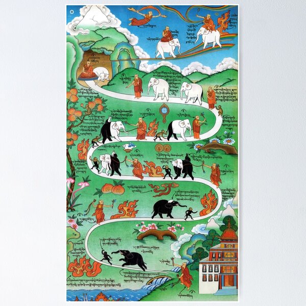 Item preview, Taming The Elephant Mind Buddhist Path of Samatha Tibetan Painting designed and sold by Onodera.