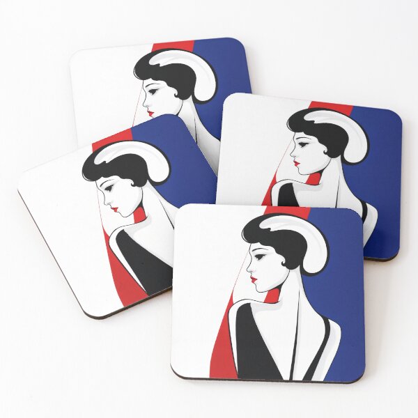 Item preview, Striking Black and White Minimalist Woman in Blue designed and sold by SplashTastic.