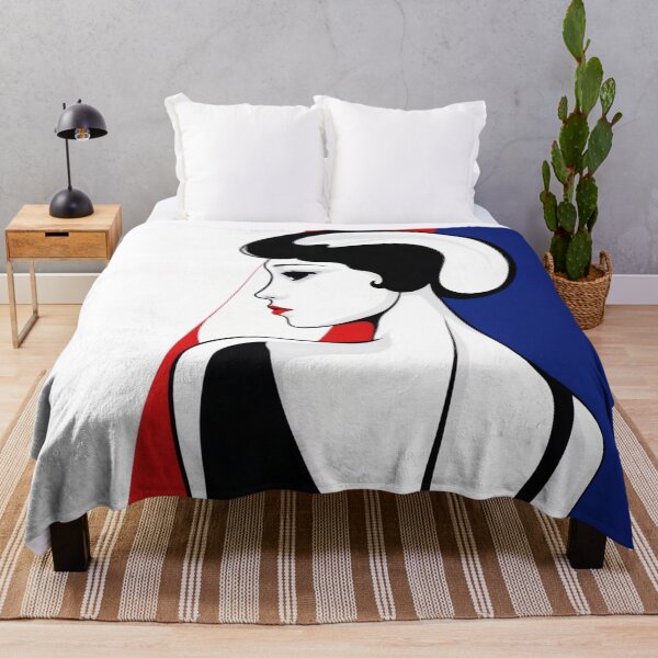 Item preview, Striking Black and White Minimalist Woman in Blue designed and sold by SplashTastic.
