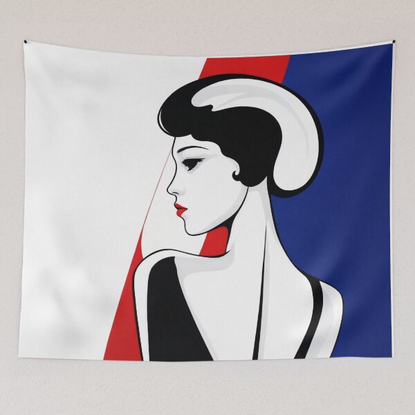 Item preview, Striking Black and White Minimalist Woman in Blue designed and sold by SplashTastic.