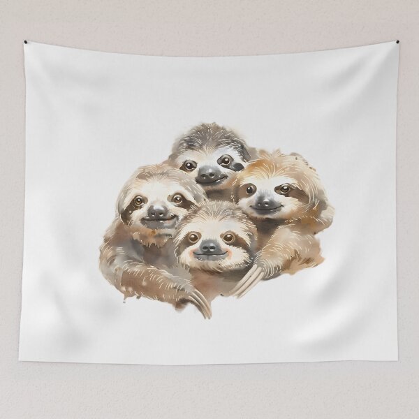 Item preview, Sweet Baby Sloths: Watercolor Charm designed and sold by AI-Only Creations.