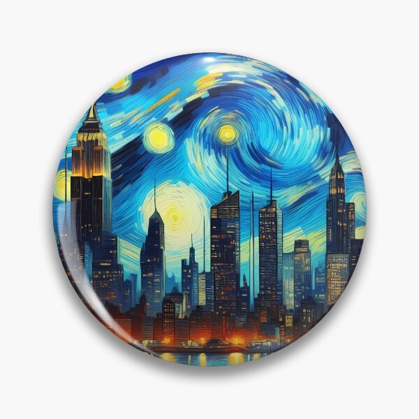 Item preview, New York cityscape Starry Night Van Gogh Style designed and sold by EmeraldeaArt.