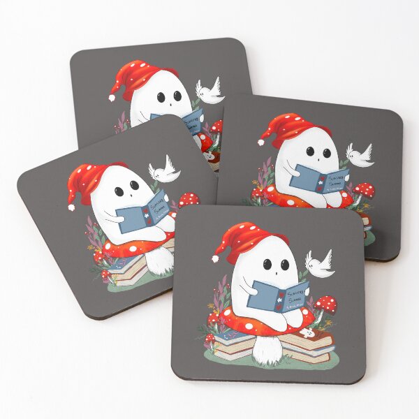 Item preview, Cute bookish mushroom ghost designed and sold by BosskaDesign.