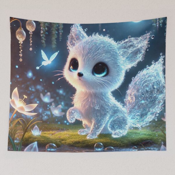 Item preview, Adorable Water Fox in Moonlit Garden designed and sold by TeslaSt0re.