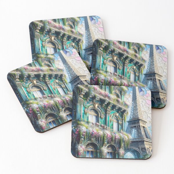 Item preview, Paris street Eiffel Tower - blooming balconies Art designed and sold by EmeraldeaArt.