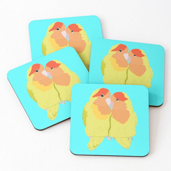 Item preview, Cute Lovebird Pair- Lutino Peach Faced Version designed and sold by TiffinByLK.