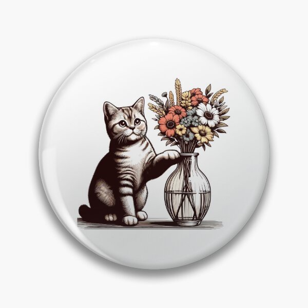Item preview, BKH British Shorthair Cat Vase tipping over gift designed and sold by Pineapple-Tree.