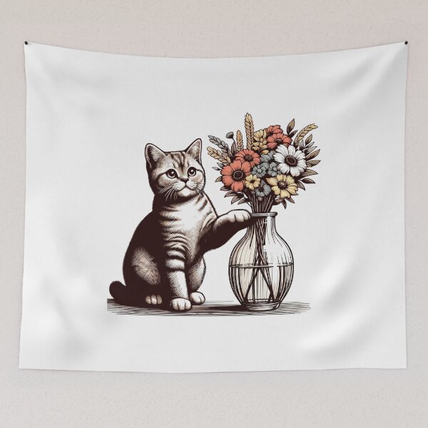 Item preview, BKH British Shorthair Cat Vase tipping over gift designed and sold by Pineapple-Tree.