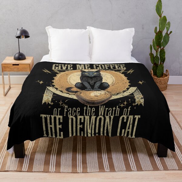 Item preview, Give Me Coffee or Face the Wrath of the Demon Cat designed and sold by EULALIA Twarog.