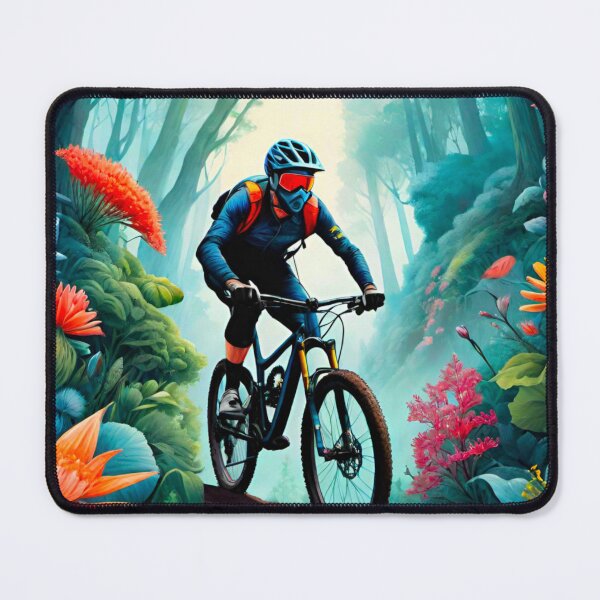 Item preview, Mountain Biker Navigates Forest Path designed and sold by GrizzlyCollective.