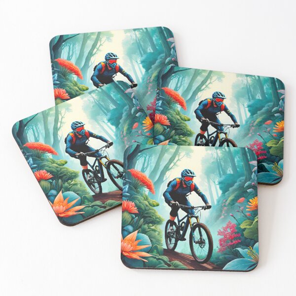 Item preview, Mountain Biker Navigates Forest Path designed and sold by GrizzlyCollective.