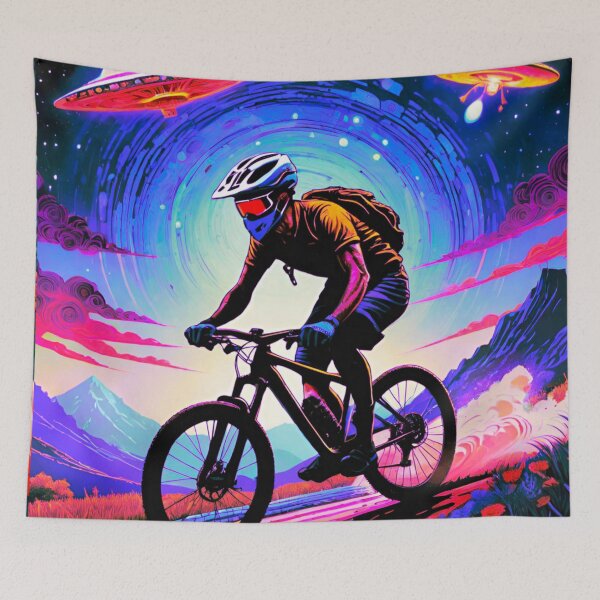 Item preview, MTB Racer Chased by UFO designed and sold by GrizzlyCollective.