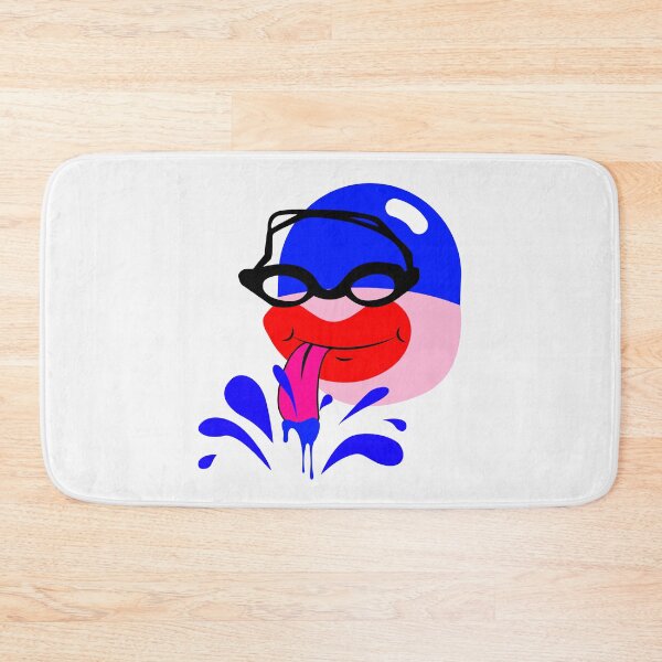 Item preview, Swimmer with Black Goggles and Blue Swimming Cap and Pink Tongue designed and sold by DirtySports.