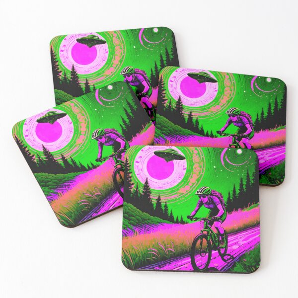 Item preview, Female MTB Racer Escapes UFO designed and sold by GrizzlyCollective.