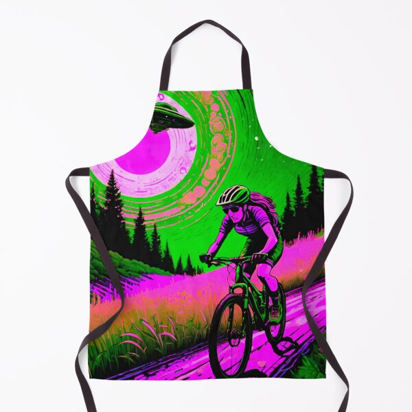 Item preview, Female MTB Racer Escapes UFO designed and sold by GrizzlyCollective.