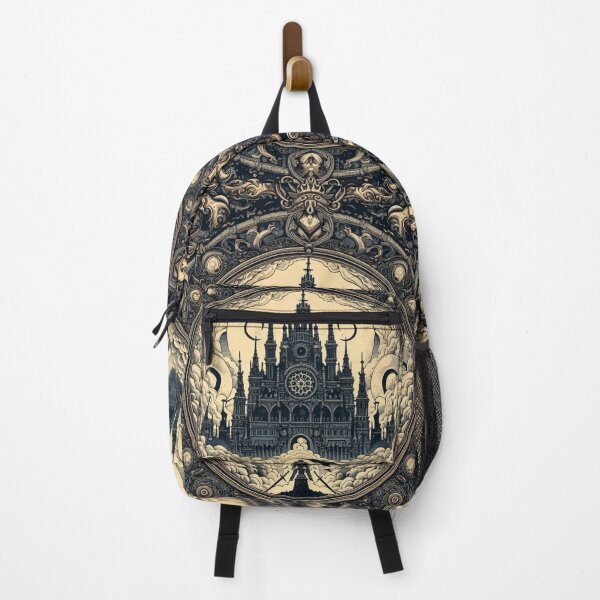 Item preview, Mystical Cathedral | Gothic Cathedral in Dreams: Detailed Sepia Illustration with Intricate Framing designed and sold by tuschollos.