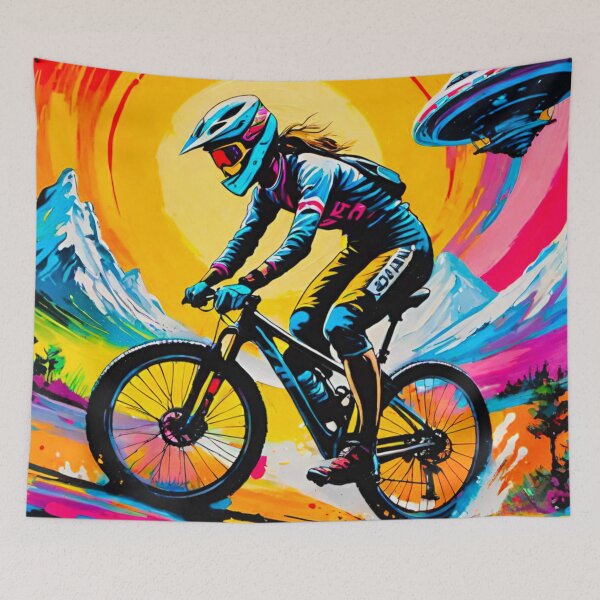 Item preview, Eerie Encounter: Female Biker and UFO designed and sold by GrizzlyCollective.