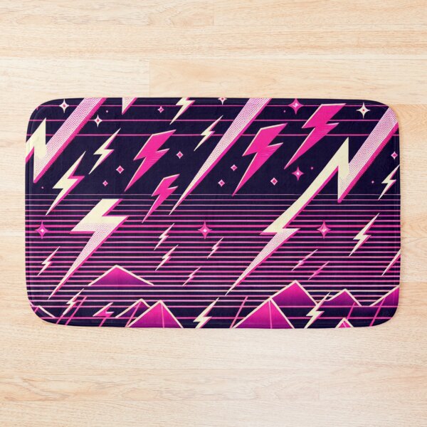 Item preview, Hot Pink Vaporwave Storm Pattern with Pink Moons and Pink Mountains designed and sold by kathrynchill.