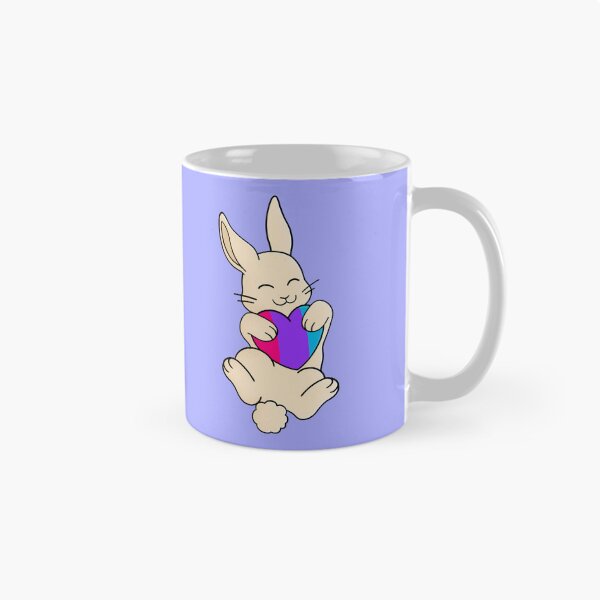Item preview, Cute Happy White Rabbit Holding an Androgyne Flag Heart designed and sold by AroAxel.