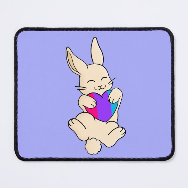 Item preview, Cute Happy White Rabbit Holding an Androgyne Flag Heart designed and sold by AroAxel.