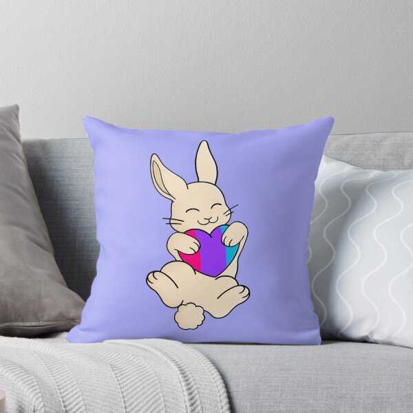 Item preview, Cute Happy White Rabbit Holding an Androgyne Flag Heart designed and sold by AroAxel.