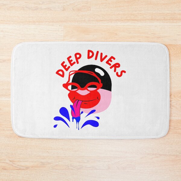 Item preview, Deep Diver with Red Goggles and Black Swimming Cap. Red Bold Text designed and sold by DirtySports.