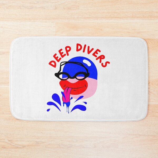 Item preview, Deep Diver with Black Goggles and Blue Swimming Cap. Red Bold Text designed and sold by DirtySports.