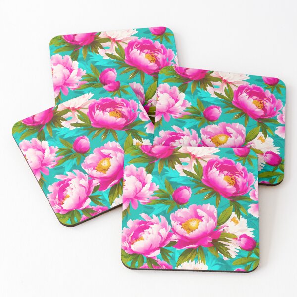 Item preview, Hot Pink and Turquoise Peonies Pattern designed and sold by kathrynchill.