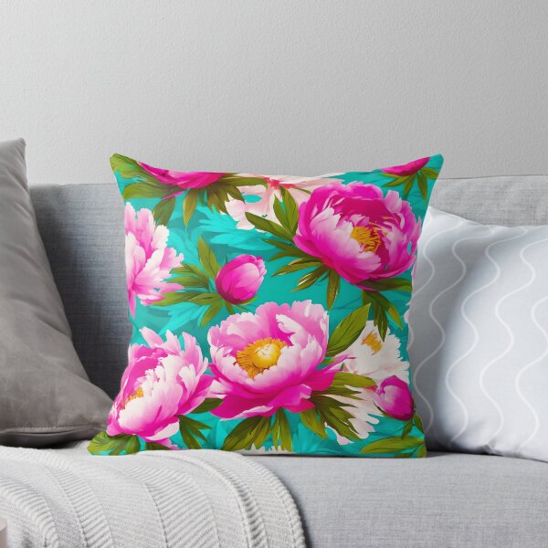Item preview, Hot Pink and Turquoise Peonies Pattern designed and sold by kathrynchill.