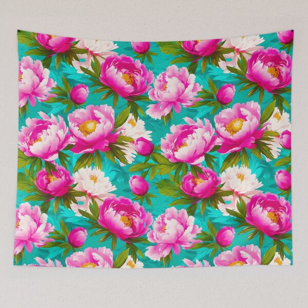 Item preview, Hot Pink and Turquoise Peonies Pattern designed and sold by kathrynchill.