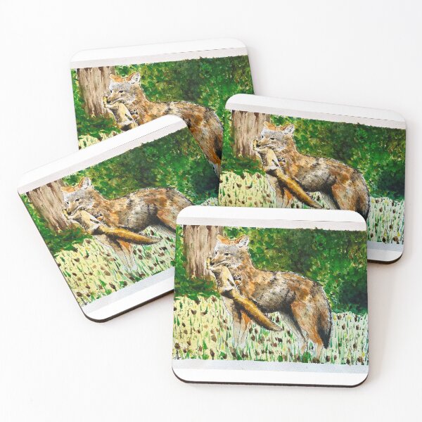 Item preview, Coyote Eating Squirrel Watercolor Painting designed and sold by EasyPrints337.