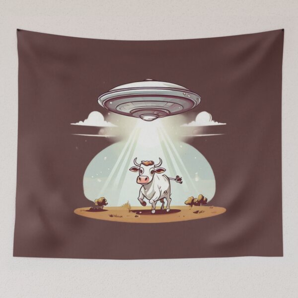 Item preview, UFO abducting a Happy Cow designed and sold by Planetporridge.