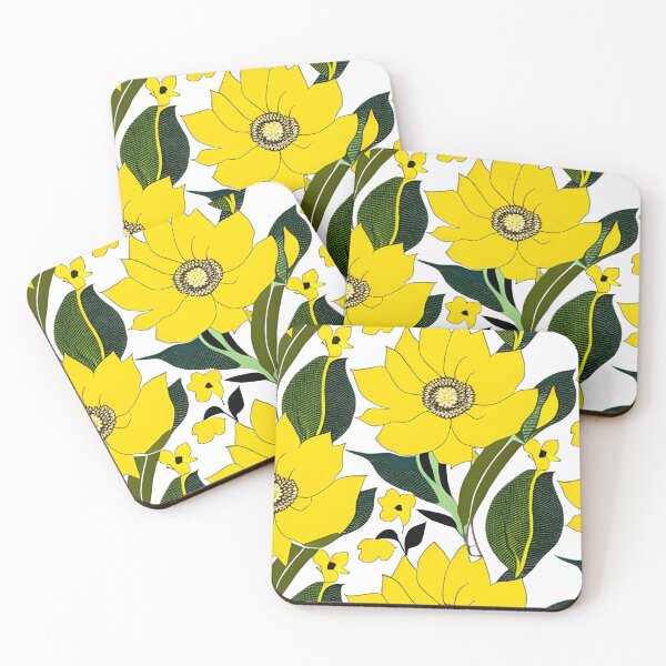 Item preview, Vibrant Yellow Flowers, Green Leaves, Botanical Pattern designed and sold by Liza36designs.
