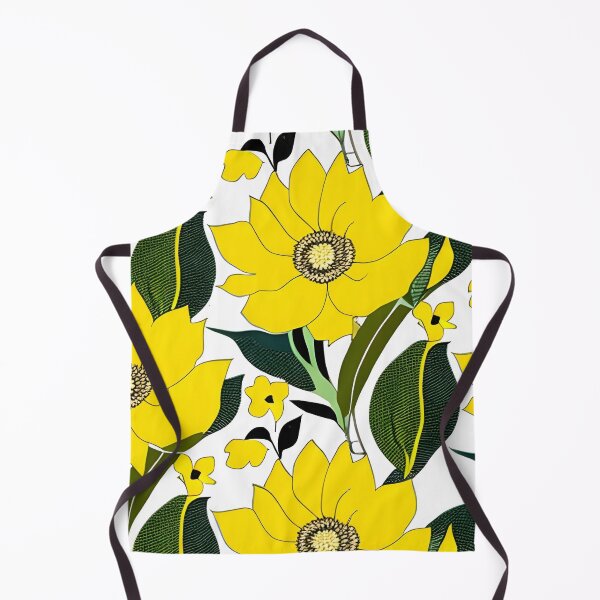 Item preview, Vibrant Yellow Flowers, Green Leaves, Botanical Pattern designed and sold by Liza36designs.