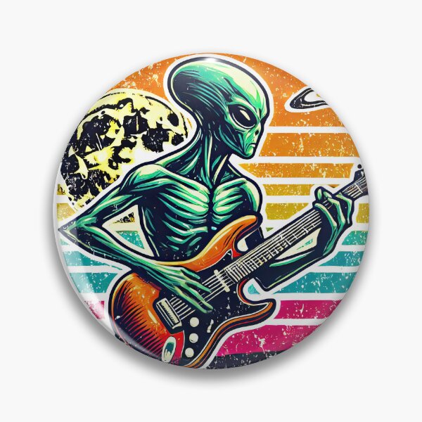 Item preview, Retro Alien Playing Guitar Rock Music Vibes designed and sold by KawaiiCherryPie.