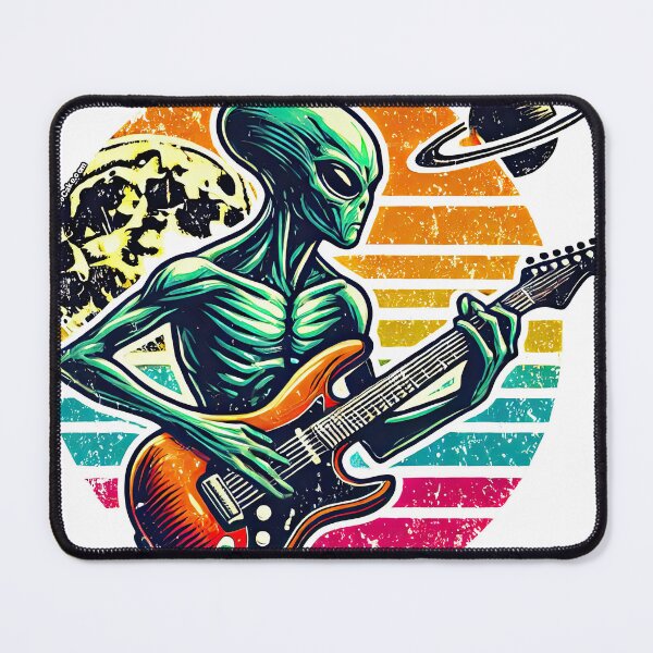 Item preview, Retro Alien Playing Guitar Rock Music Vibes designed and sold by KawaiiCherryPie.