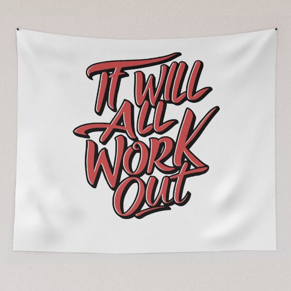 Item preview, It Will All Work Out. Red Cute Quote designed and sold by PMCreative.