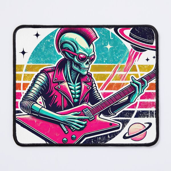 Item preview, Punk Mohawk Retro Alien Rocking Out with Guitar Music Rock Fans designed and sold by KawaiiCherryPie.