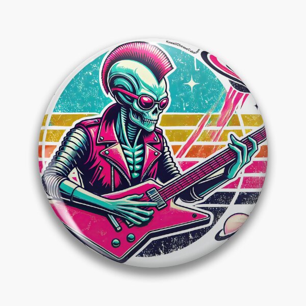 Item preview, Punk Mohawk Retro Alien Rocking Out with Guitar Music Rock Fans designed and sold by KawaiiCherryPie.