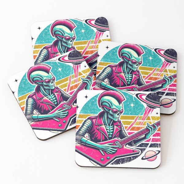 Item preview, Punk Mohawk Retro Alien Rocking Out with Guitar Music Rock Fans designed and sold by KawaiiCherryPie.