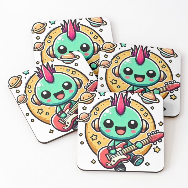 Item preview, Cute Alien Rocking Out with Guitar Punk Music designed and sold by KawaiiCherryPie.