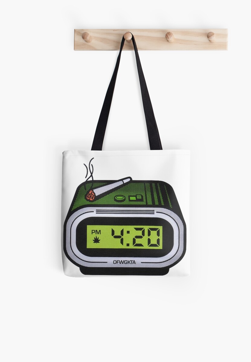 420 clock tote bags